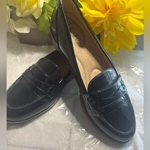 Abella Shiny Black Loafers for Women